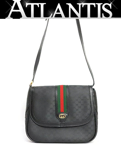 GUCCI Old Gucci Sherry Line Micro GG Bag Black Size ONE SIZE