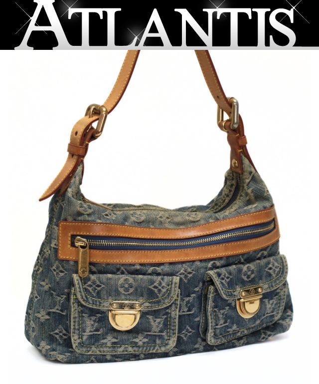 LOUIS VUITTON Monogram Denim Baggy PM Shoulder Bag Blue