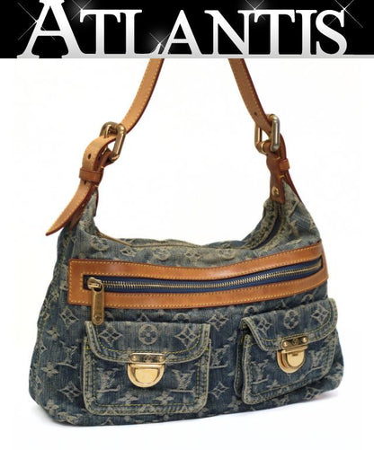 LOUIS VUITTON Monogram Denim Baggy PM Shoulder Bag Blue