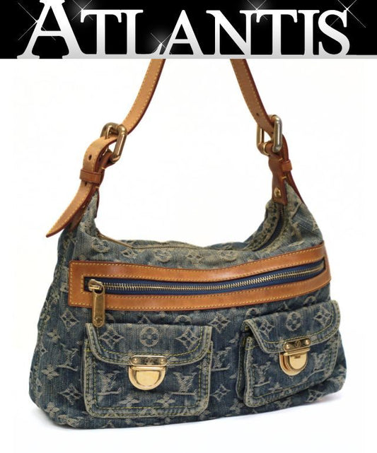 LOUIS VUITTON Monogram Denim Baggy PM Shoulder Bag Blue