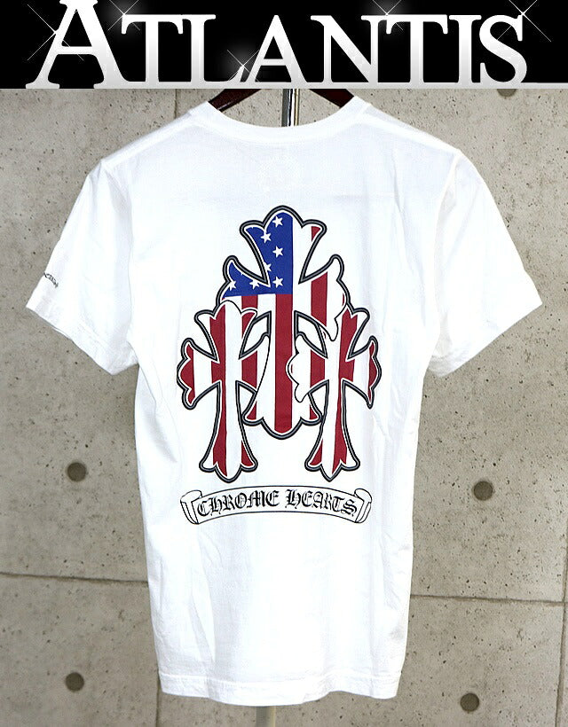 CHROME HEARTS Flag Small Cross T-Shirt White Size S