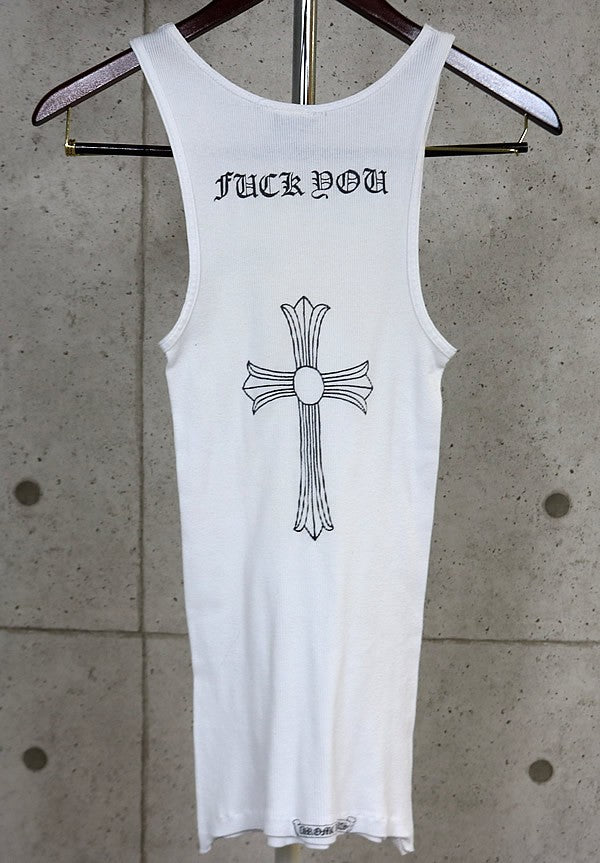 CHROME HEARTS Old Vintage T-Bar Cross Tank Top White Size S