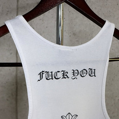 CHROME HEARTS Old Vintage T-Bar Cross Tank Top White Size S