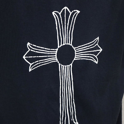 CHROME HEARTS Old Vintage Large Cross T-Bar Top Black Size L