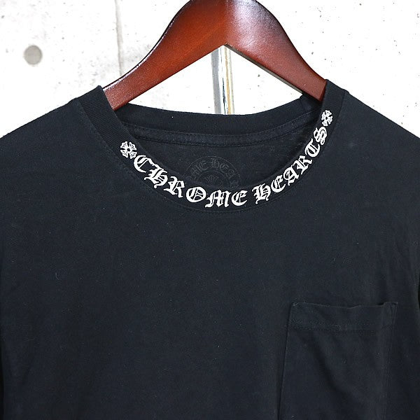 CHROME HEARTS Floral Cross Neck Logo Long Shirt Black Size M
