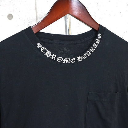 CHROME HEARTS Floral Cross Neck Logo Long Shirt Black Size M