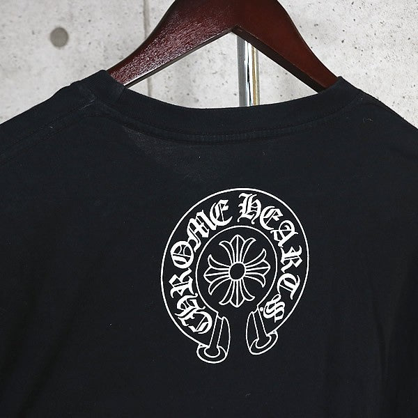 CHROME HEARTS Floral Cross Neck Logo Long Shirt Black Size M