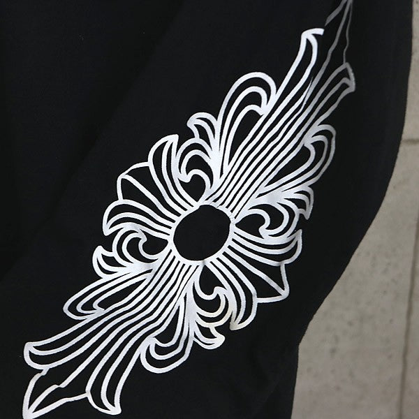 CHROME HEARTS Floral Cross Neck Logo Long Shirt Black Size M