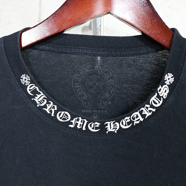 CHROME HEARTS Floral Cross Neck Logo Long Shirt Black Size M