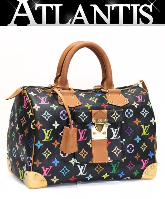 Louis Vuitton Speedy 30 Monogram Handbag Black Size ONE SIZE
