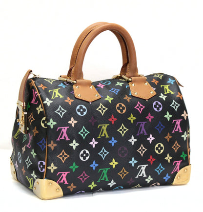 Louis Vuitton Speedy 30 Monogram Handbag Black Size ONE SIZE