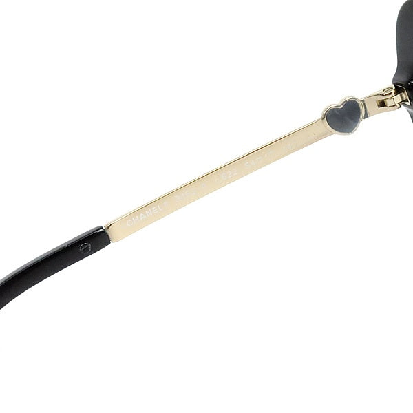 CHANEL CC Mark Heart Square Eyewear Black Gold Size ONE SIZE