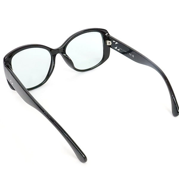 CHANEL Clear Coco Mark Sunglasses Black Plastic Size 53