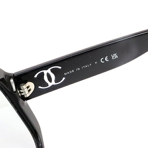 CHANEL Clear Coco Mark Sunglasses Black Plastic Size 53
