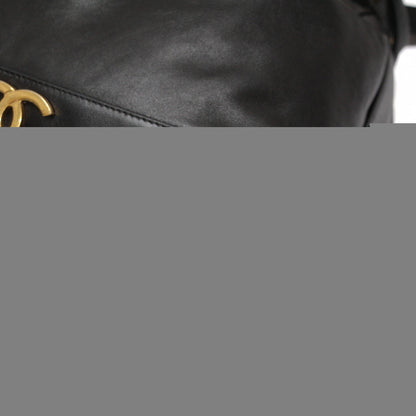 CHANEL Triple Coco Drawstring Lambskin Black Shoulder Bag Size ONE SIZE