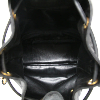 CHANEL Triple Coco Drawstring Lambskin Black Shoulder Bag Size ONE SIZE