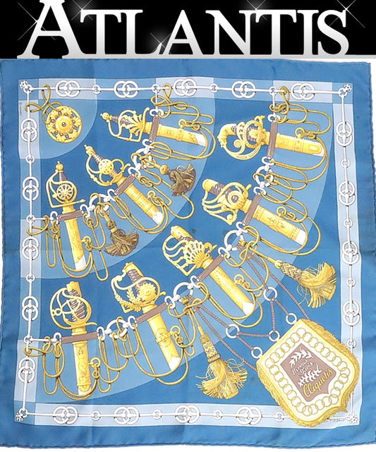 HERMES Carre 45 Cliqueti Sword Silk Scarf Size ONE SIZE