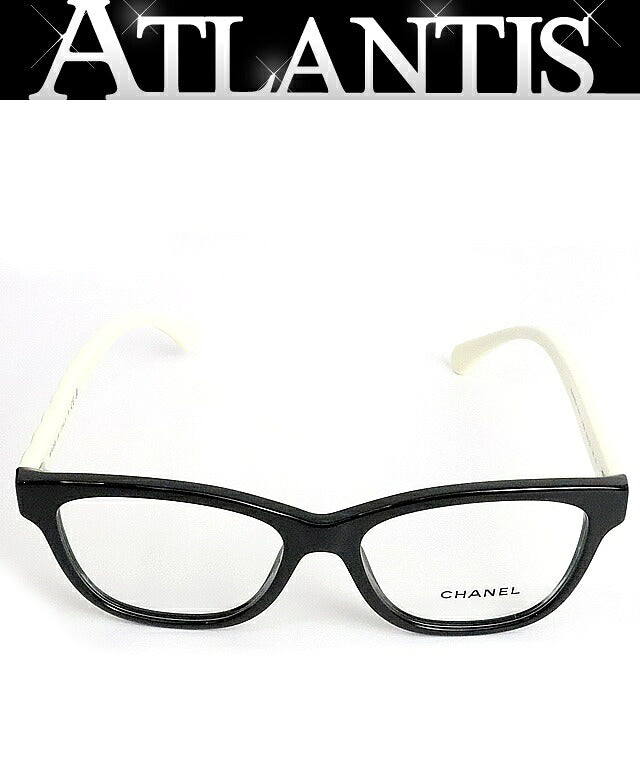 CHANEL Coco Mark Bicolor Sunglasses Black White Size 53