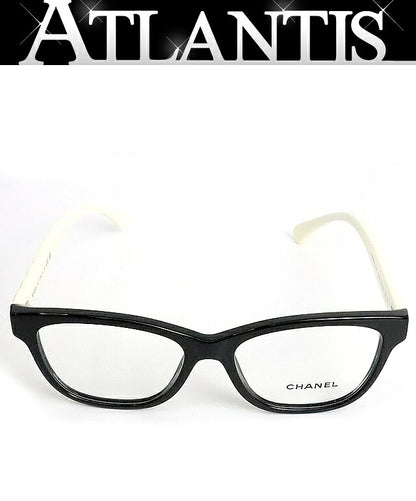 CHANEL Coco Mark Bicolor Sunglasses Black White Size 53
