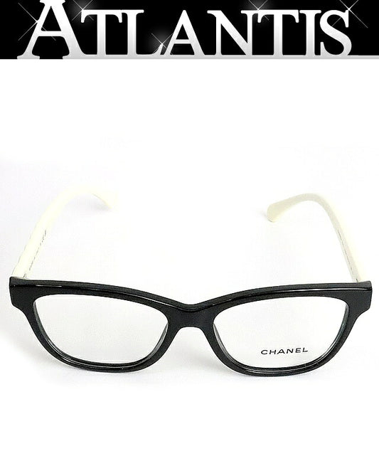 CHANEL Coco Mark Bicolor Sunglasses Black White Size 53