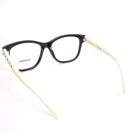 CHANEL Coco Mark Bicolor Sunglasses Black White Size 53