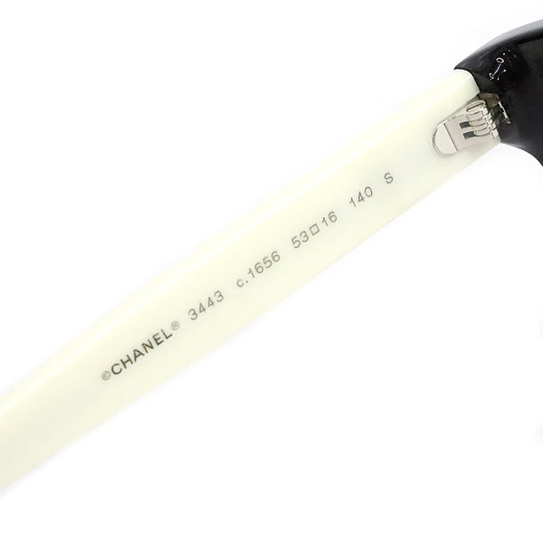CHANEL Coco Mark Bicolor Sunglasses Black White Size 53
