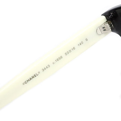 CHANEL Coco Mark Bicolor Sunglasses Black White Size 53
