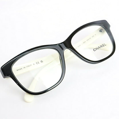 CHANEL Coco Mark Bicolor Sunglasses Black White Size 53