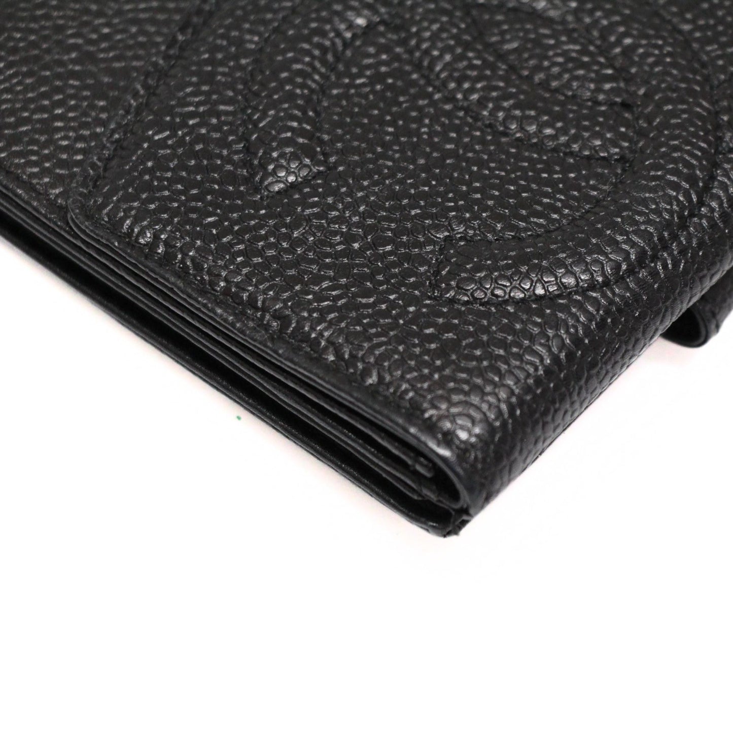 CHANEL Big CC Caviar Trifold Wallet Black Size ONE SIZE