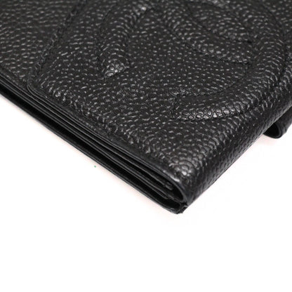 CHANEL Big CC Caviar Trifold Wallet Black Size ONE SIZE