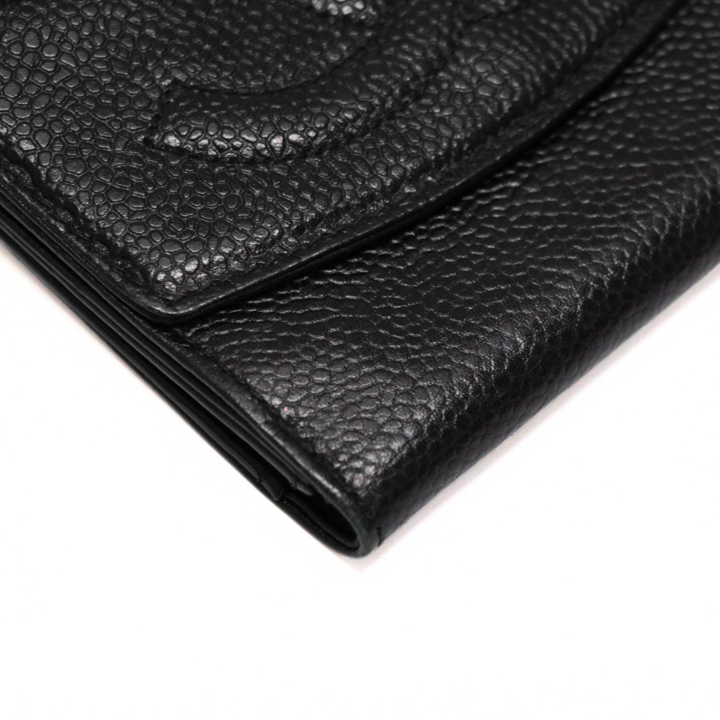 CHANEL Big CC Caviar Trifold Wallet Black Size ONE SIZE
