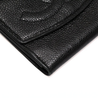 CHANEL Big CC Caviar Trifold Wallet Black Size ONE SIZE