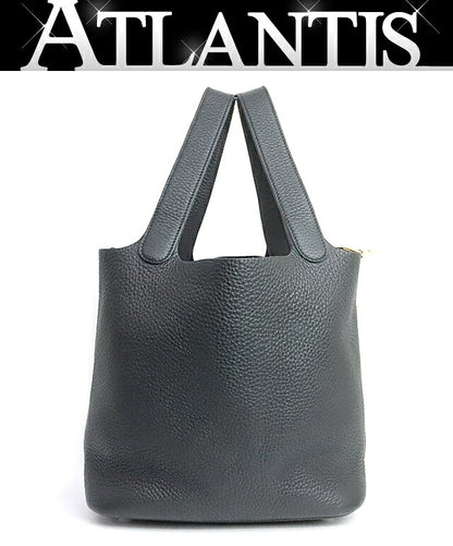 HERMES Picotin Lock MM Taurillon Handbag Black Size ONE SIZE