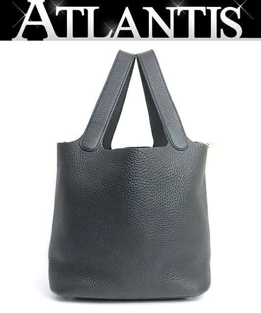 HERMES Picotin Lock MM Taurillon Handbag Black Size ONE SIZE