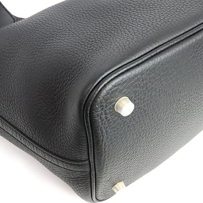 HERMES Picotin Lock MM Taurillon Handbag Black Size ONE SIZE