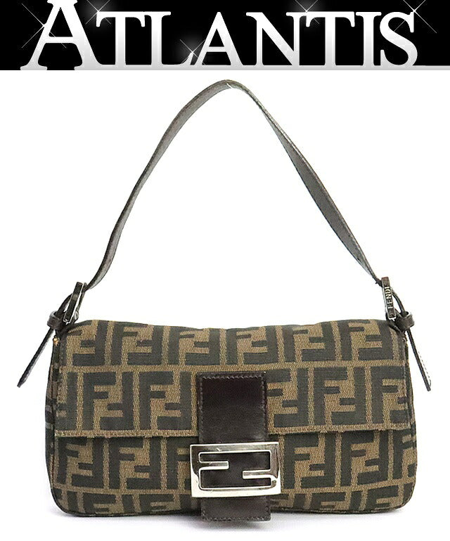 FENDI Mamma Baguette Zucca Canvas Shoulder Bag Size ONE SIZE