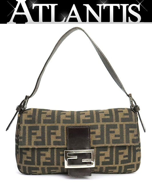 FENDI Mamma Baguette Zucca Canvas Shoulder Bag Size ONE SIZE