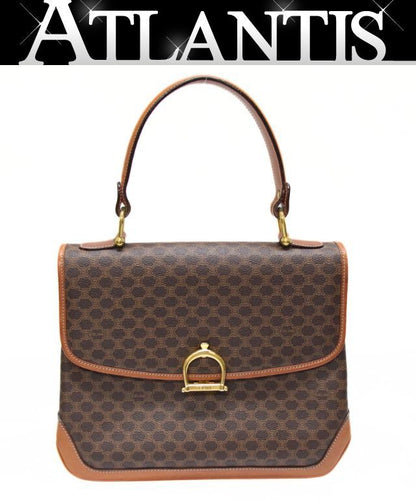 CELINE Vintage Macadam PVC Leather Bag Brown Size ONE SIZE