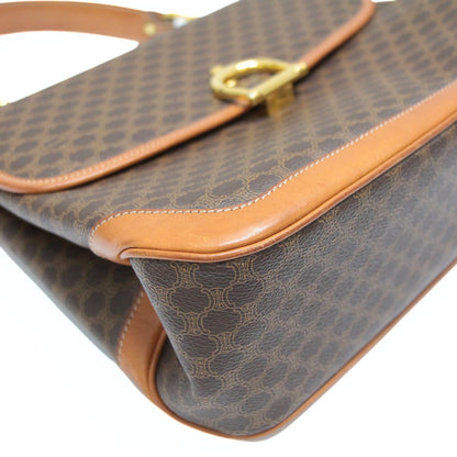 CELINE Vintage Macadam PVC Leather Bag Brown Size ONE SIZE