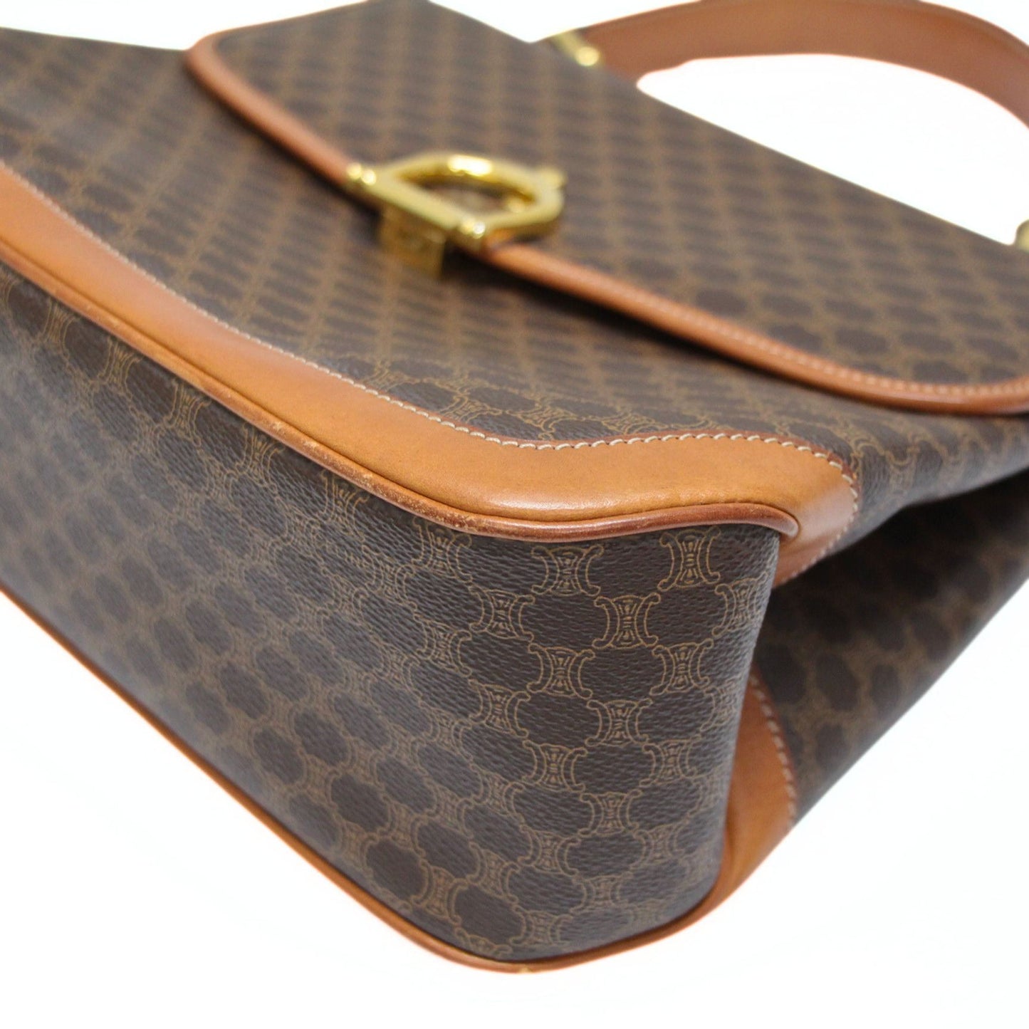 CELINE Vintage Macadam PVC Leather Bag Brown Size ONE SIZE