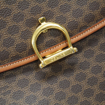 CELINE Vintage Macadam PVC Leather Bag Brown Size ONE SIZE