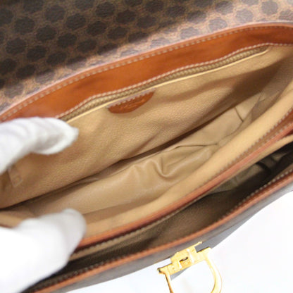 CELINE Vintage Macadam PVC Leather Bag Brown Size ONE SIZE