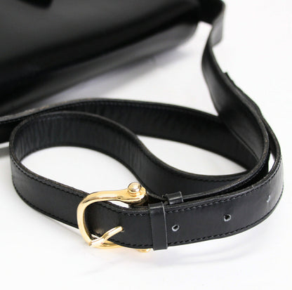 CELINE Vintage Triomphe Leather Bag Black Size ONE SIZE