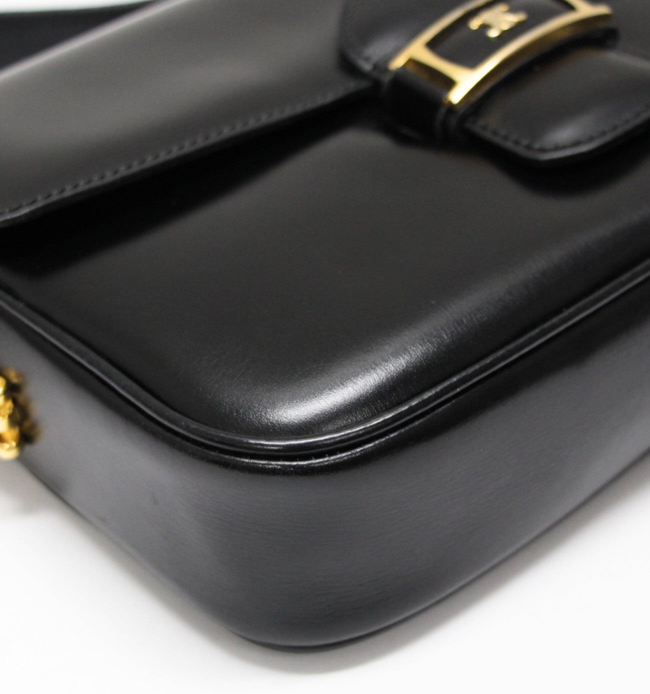 CELINE Vintage Triomphe Leather Bag Black Size ONE SIZE