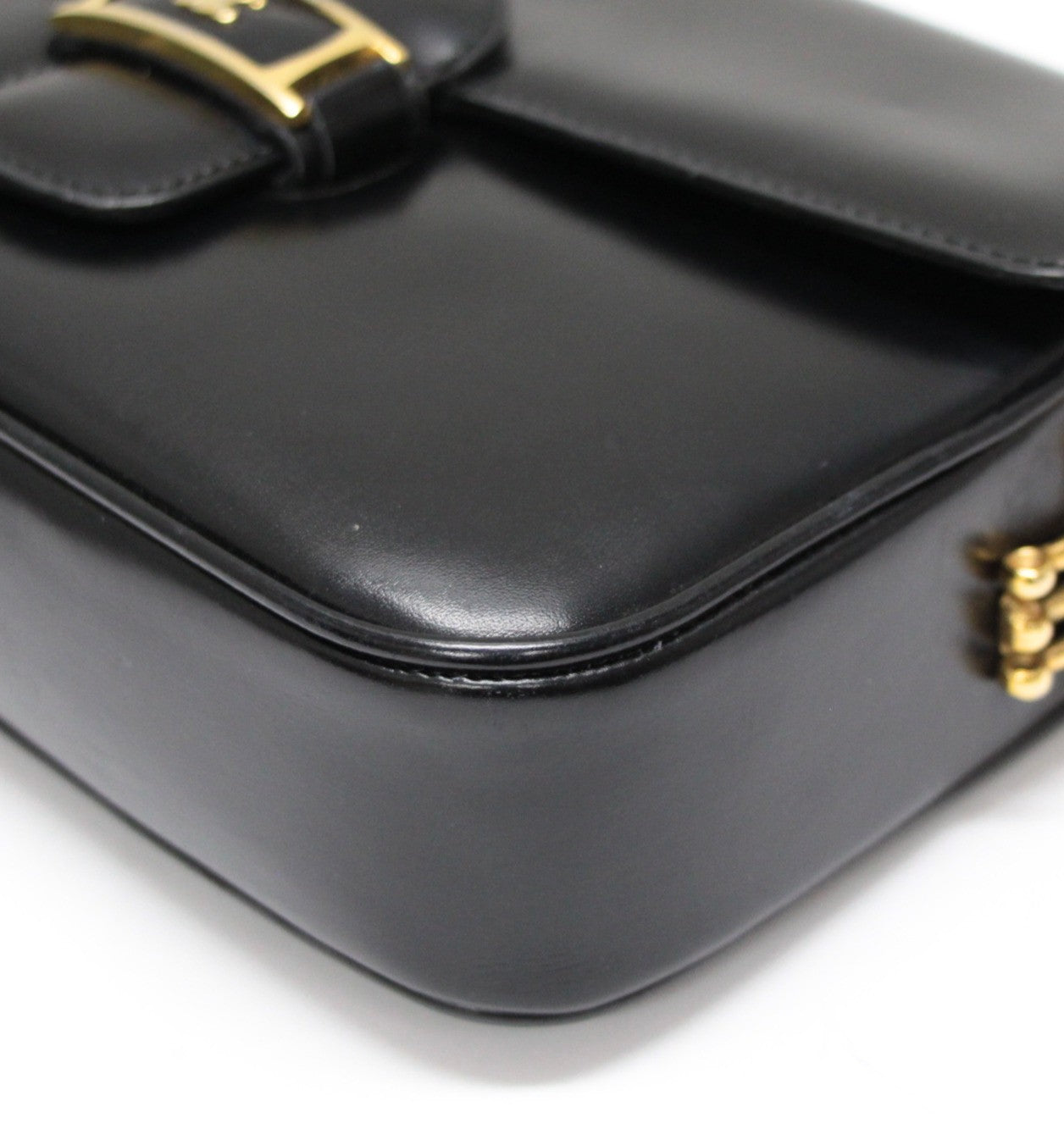CELINE Vintage Triomphe Leather Bag Black Size ONE SIZE