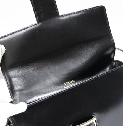 CELINE Vintage Triomphe Leather Bag Black Size ONE SIZE