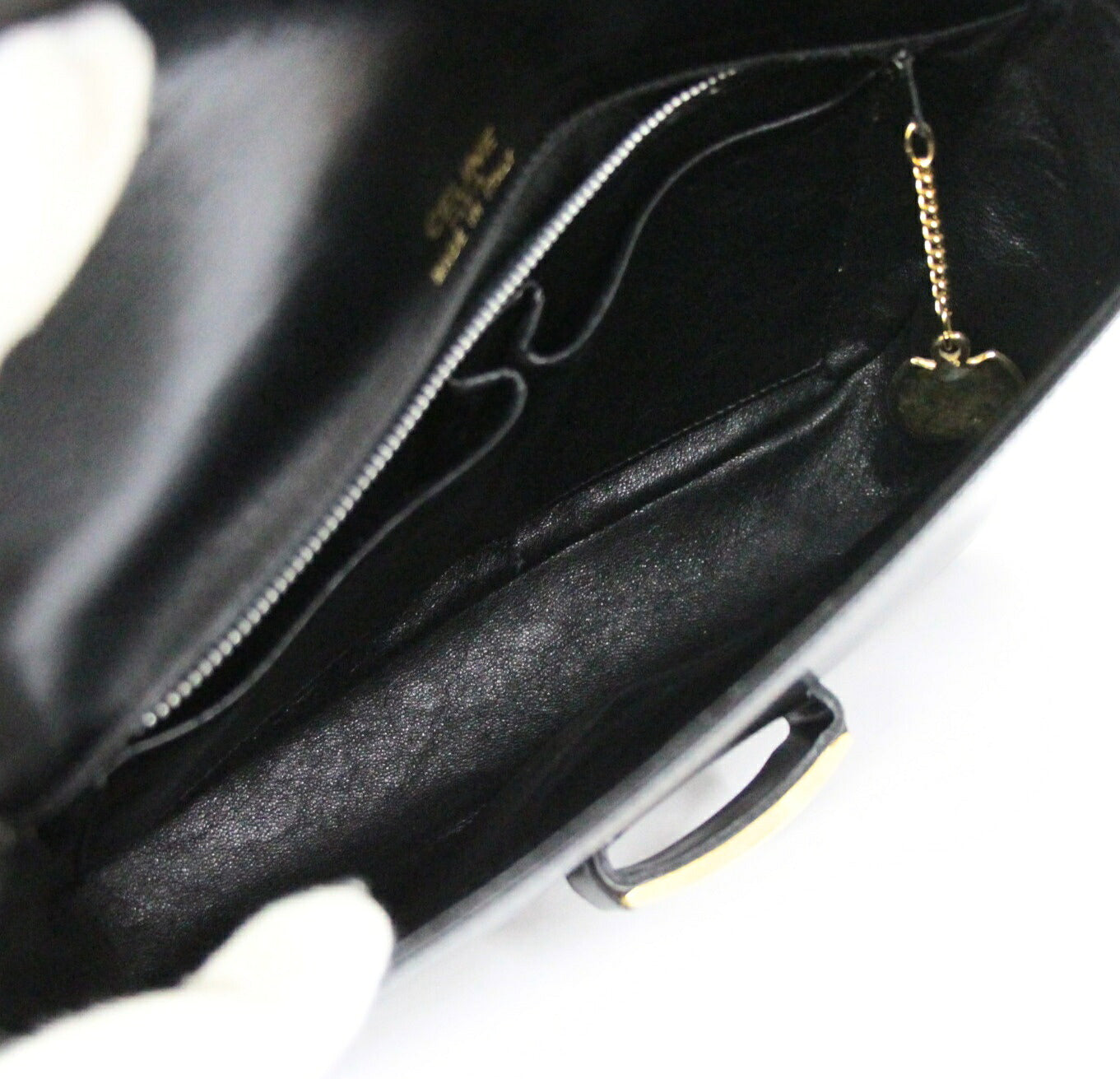 CELINE Vintage Triomphe Leather Bag Black Size ONE SIZE