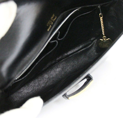 CELINE Vintage Triomphe Leather Bag Black Size ONE SIZE