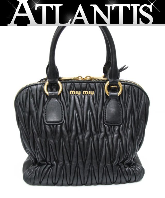 miu miu Matelassé Leather Handbag Black Size ONE SIZE