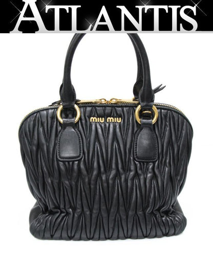 miu miu Matelassé Leather Handbag Black Size ONE SIZE